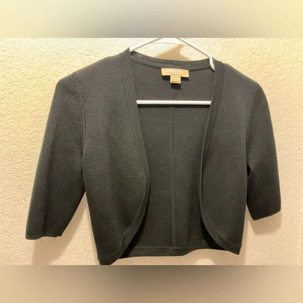 NWOT MICHAEL KORS open knit 100% merino wool BLACK size XS